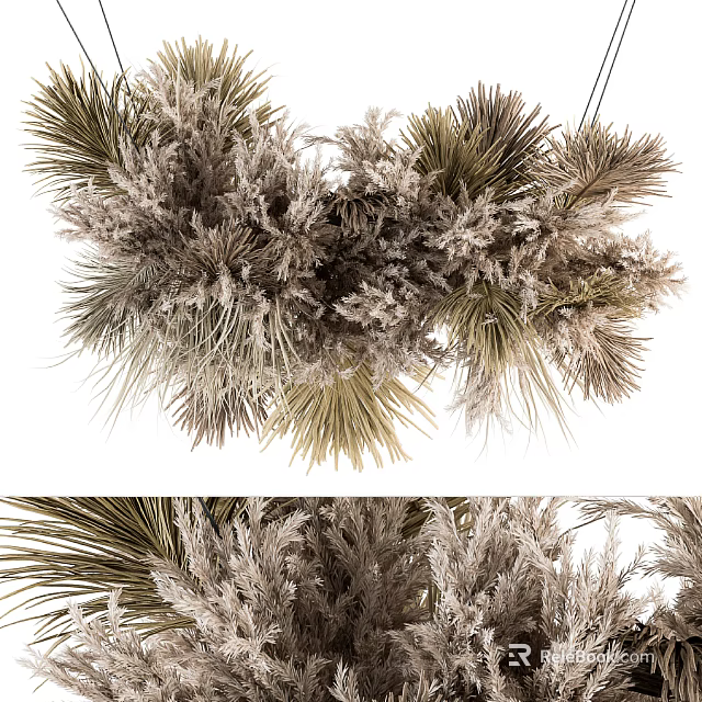 Vase Floral Arrangement with Dried Branches and Natural Tones for Home Decor 3d model 