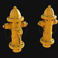 Two Yellow Fire Hydrants Emergency Safety Equipment on Black Background 3d model