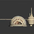 Elegant Modern Golden Architectural Model With Curved Structure Circular Base And Tower
