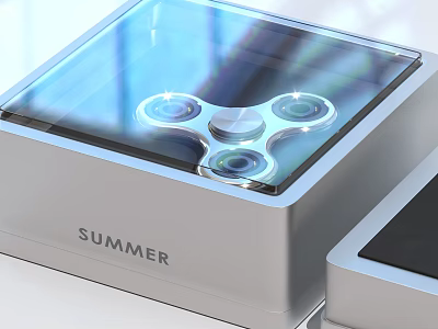 Modern Summer Smart Device With Square Body Transparent Cover And Circular Components 3d model