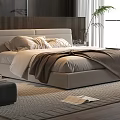 Elegant Modern Bedroom Interior With Soft Bed Nightstand Lamp Large Window Plant And Comfortable Chair