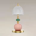 Modern Table Lamps with Colorful Bead Decorations Gold Bases and Various Shaped Lampshades
