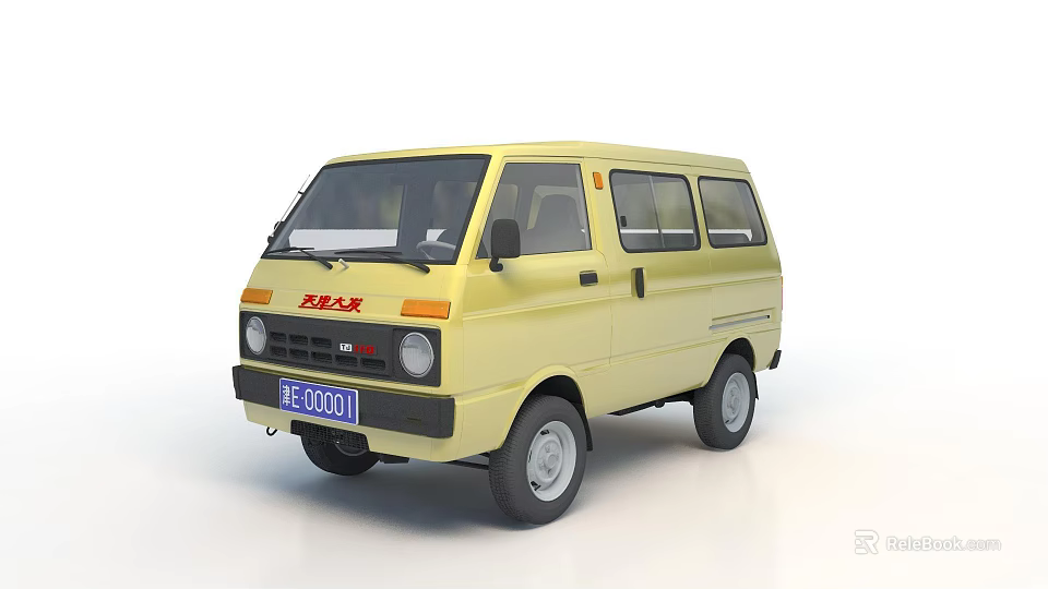 Yellow BAK Van with Classic Retro Exterior and Compact Design 3d model 