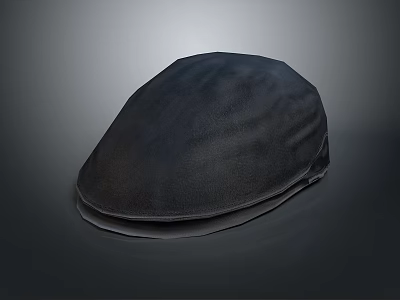 Black Fabric Beret Hat For Daily Casual Wear Simple Design Accessory 3d model