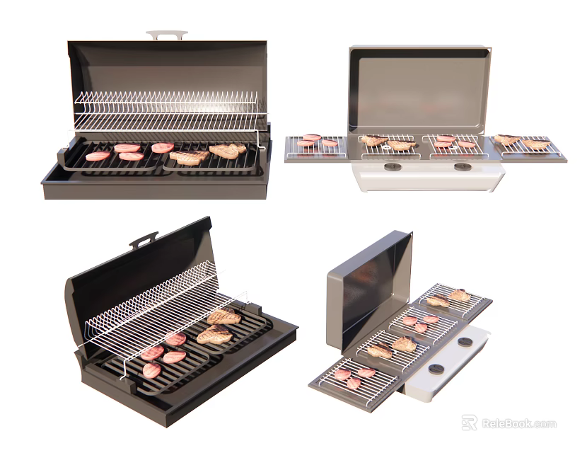 Modern Electric Grills Kitchen Appliances With Various Styles For Cooking Meat 3d model 