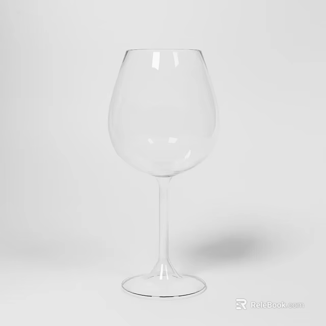 Clear Transparent Empty Wine Glass With Tall Stem On White Background 3d model 