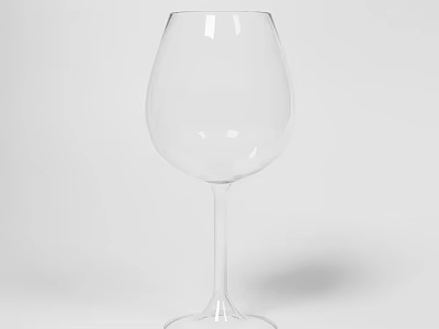 Clear Transparent Empty Wine Glass With Tall Stem On White Background 3d model