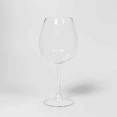 Clear Transparent Empty Wine Glass With Tall Stem On White Background 3d model