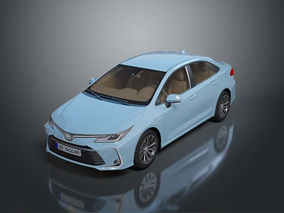 Modern Light Blue Toyota Sedan With Brown Interior And Silver Alloy Wheels 3d model