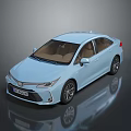 Modern Light Blue Toyota Sedan With Brown Interior And Silver Alloy Wheels