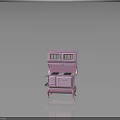 Vintage Pink Stove With Classic Cabinet Doors And Metal Burners On Retro Base
