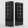 Elegant Modern Cabinet Design With Black Finish Gold Trim And Glass Doors