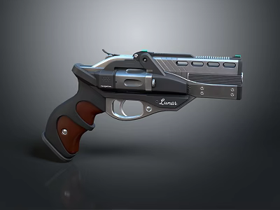 Sleek Modern Lexus Gun With Black Metal Frame And Brown Wooden Grip 3d model Sleek Modern Lexus Gun With Black Metal Frame And Brown Wooden Grip 3d model