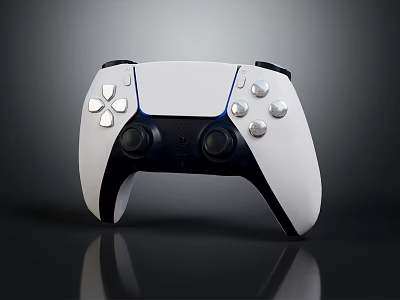 White and Blue Wireless Gaming Controller With Ergonomic Design Buttons And Joysticks For Entertainment 3d model