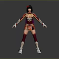 Fantasy Female Character In Decorative Traditional Outfit With Fox Companion Standing