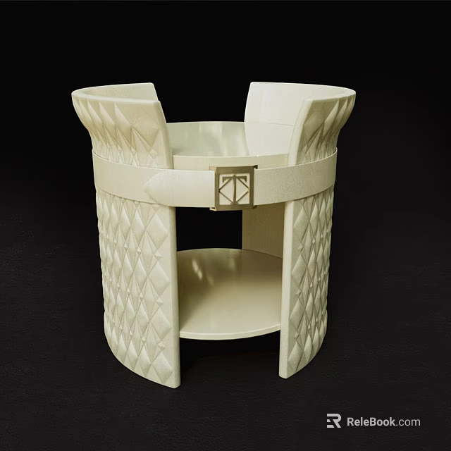 Modern White Coffee Table With Diamond Pattern And Metal Accent Shelves Design 3d model 