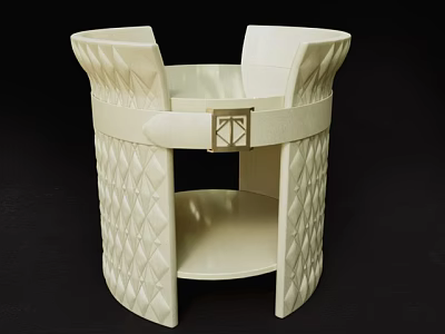 Modern White Coffee Table With Diamond Pattern And Metal Accent Shelves Design 3d model