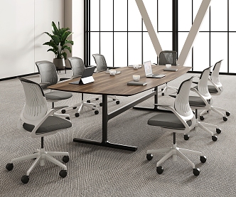 Modern Conference Table and Chair Conference Table and Chair Combination 3d model