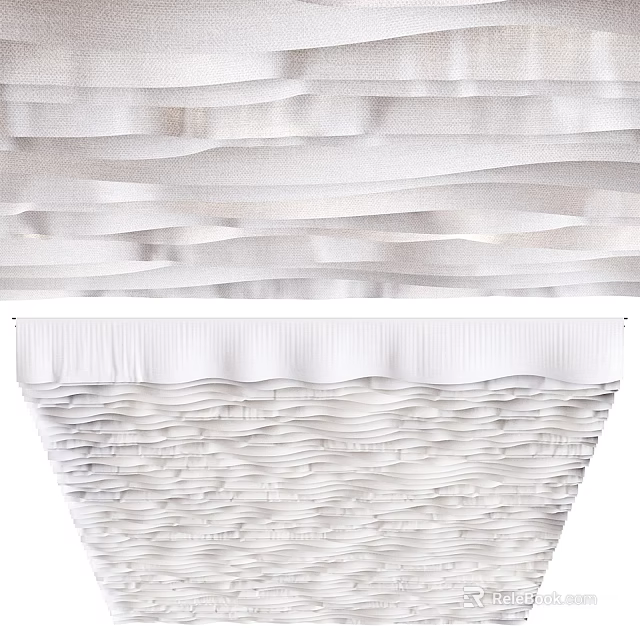 Modern White Ceiling Design With Layered Wave Patterns And Textured Finish 3d model 