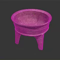 Ancient Style Clay Pottery Round Bowl With Three Legs For Household Use