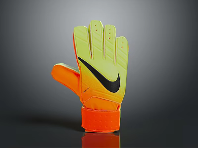 Nike Goalkeeper Gloves In Yellow And Orange With Black Swoosh Design 3d model