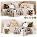 Modern Soft Upholstered Kids Bed With Lovely Fox Pillows And Multiple Fabric Color Choices