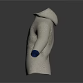 White Long Sleeve Hoodie With Blue Accents And Comfortable Casual Design