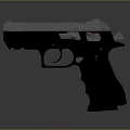 Modern Semi Automatic Pistol With Black Textured Grip And Silver Metallic Slide