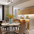 Modern Dining Room Interior With Stylish Dining Table Chandelier And Wall Decor