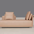 Brown Striped Two Seater Sofa With Soft Cushions And Modern Design 3d model