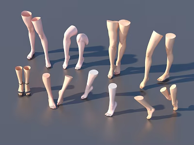 Different Poses And Styles Of Woman Legs Models Featuring Standing Bent And High Heel Designs 3d model