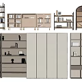 Various Modern Bookcase Designs With Open Shelves Closed Cabinets And Storage Space 3d model