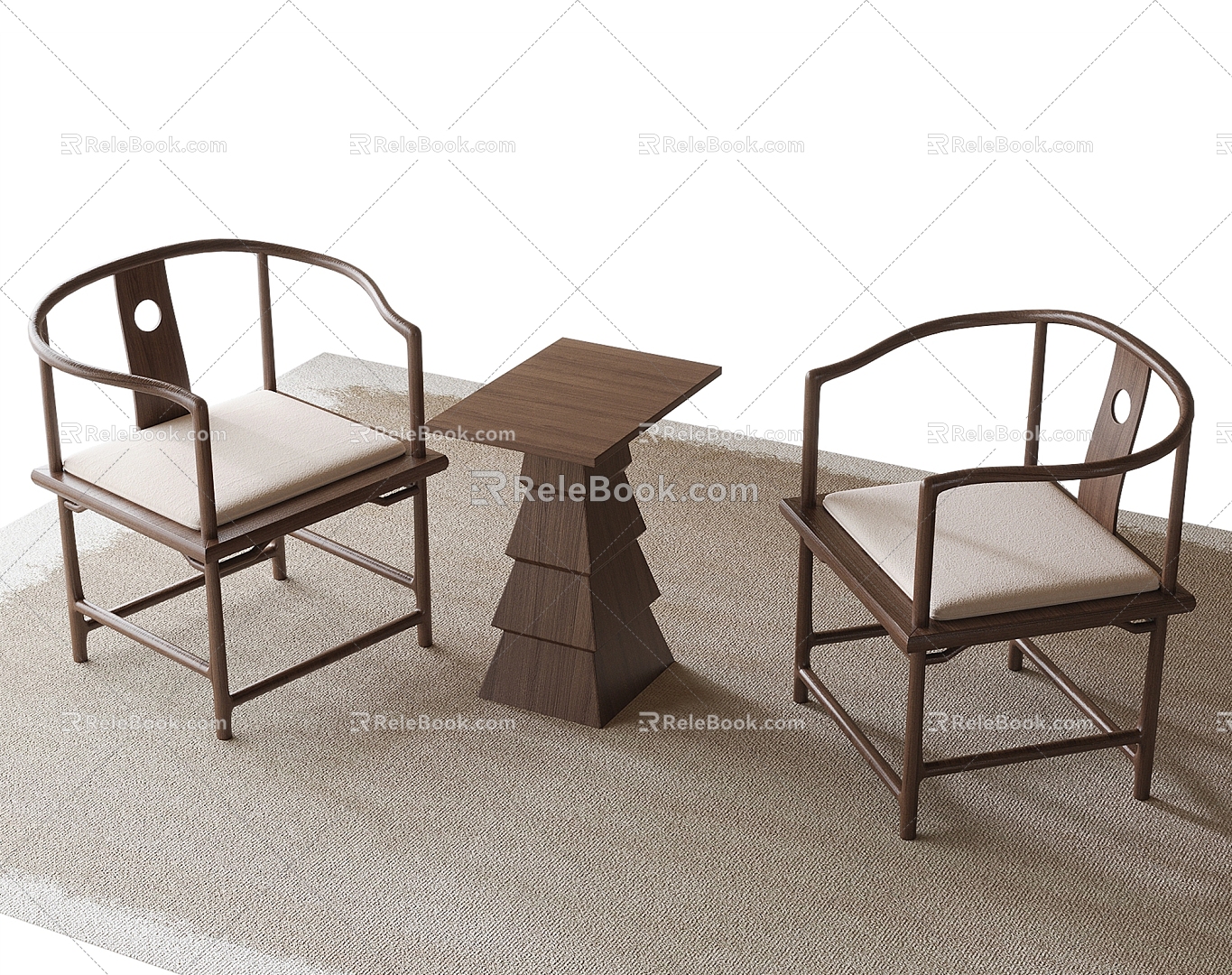 Chinese Negotiation Table and Chair Casual Table and Chair Single Chair 3d model