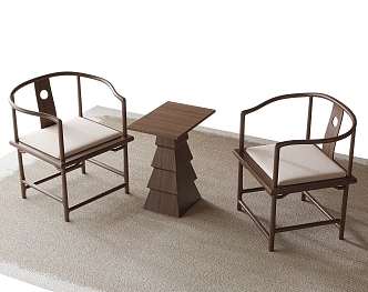 Chinese Negotiation Table and Chair Casual Table and Chair Single Chair 3d model