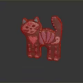 Decorated Cat Shaped Cookie with Blue Ears Yellow Edges Pink Heart and Purple Petals