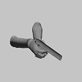 Hand Holding Black Pistol With Green Gloves And Smoke From Muzzle On Gray Background