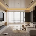 Modern Living Room Interior Design With Sectional Sofa Glass Coffee Table And Area Rug