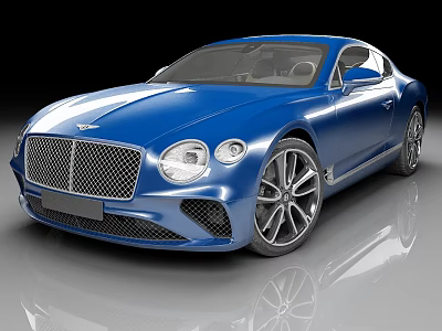 Blue Bentley Coupe With Modern Design Shiny Finish And Sleek Wheels 3d model