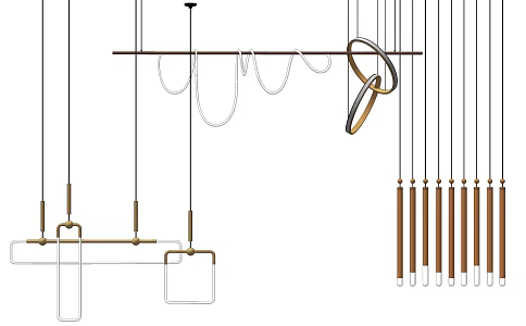 Modern Chandelier Combination Gold Plated Chandelier Restaurant Chandelier 3d model