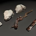 Natural Stone And Wood Materials Showcasing Varied Shapes And Textures