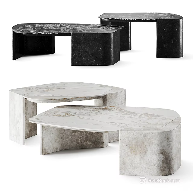 Modern Marble Coffee Table With Unique Shape And Sleek Contemporary Design 3d model 