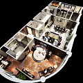 Hotel Room 3D Layout With Bedroom Seating Area And Bathroom Interior Design