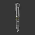 Military Missile Weapon With Silver Body Yellow Bands And Rear Fins Structure