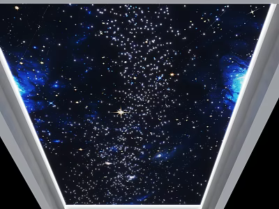 Starry Sky Ceiling Design With Sparkling Star Lights And Blue Background Illumination 3d model