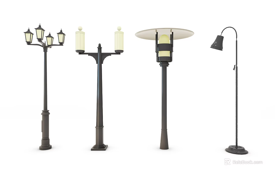 Different Styles Outdoor Lights With Classic And Modern Designs For Garden And Pathway 3d model 