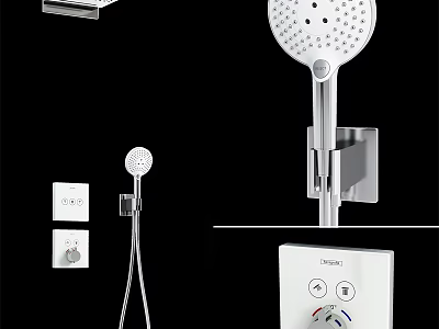 Modern Chrome Rainfall Shower System With Handheld Sprayer And Wall Mounted Control 3d model