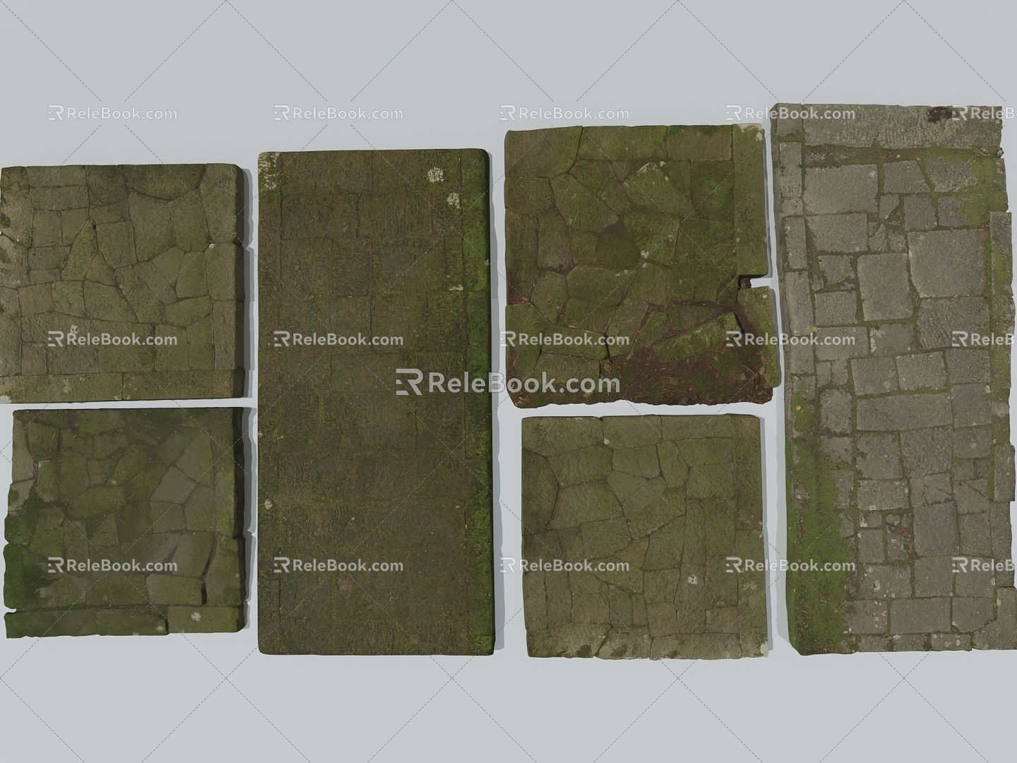 Ground stone ground moss ground road pavement gravel ground ground crack stone wall ancient ground 3d model