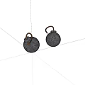 Military Weapons Featuring Two Hand Grenades With Fuse On White Background