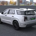 White Hyundai SUV Front View On Asphalt Road