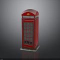 Traditional Red Telephone Booth With Classic Design Golden Accents And Glass Panels
